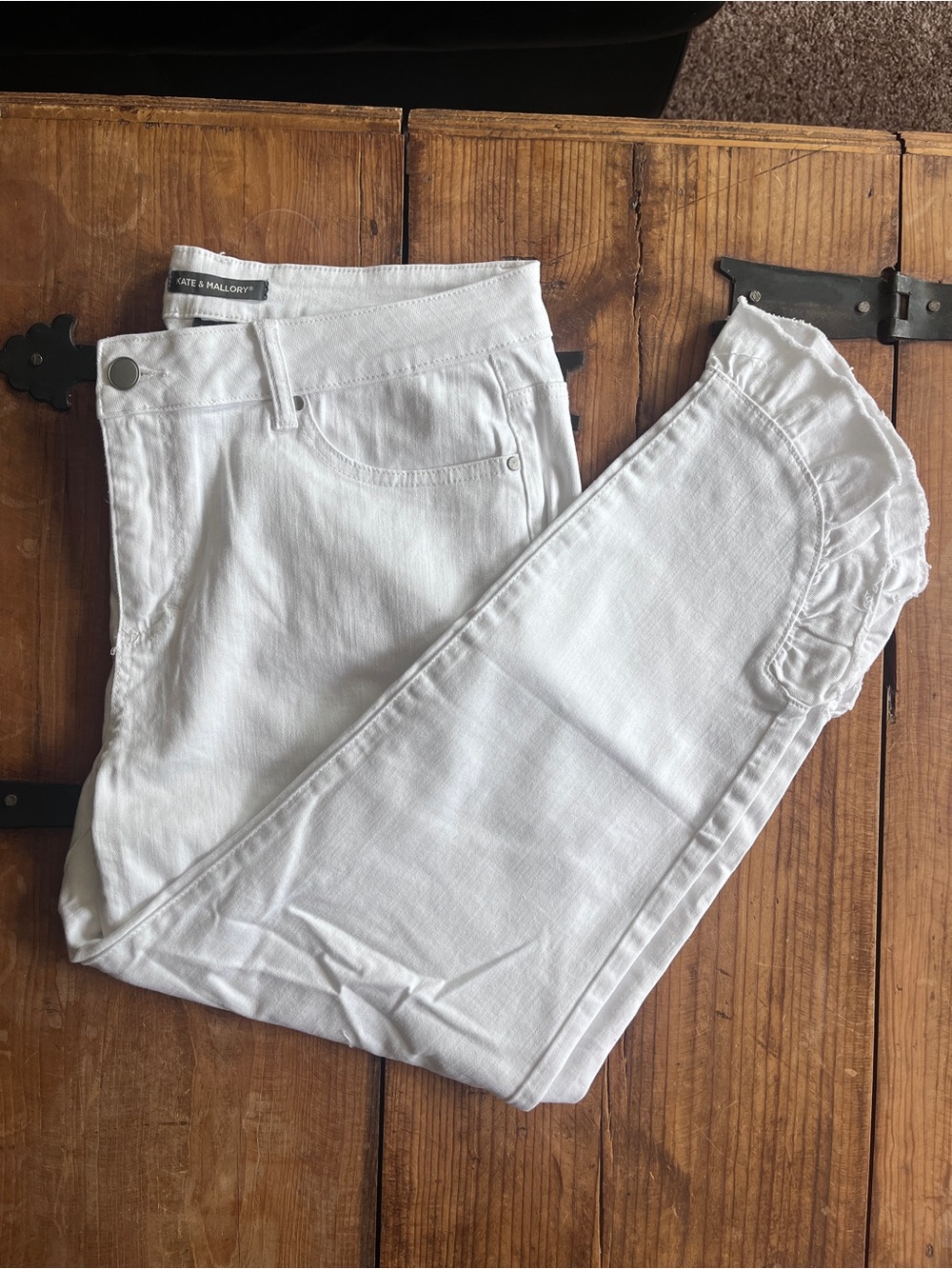 Kate & Mallory White Ruffle Hem Jeans